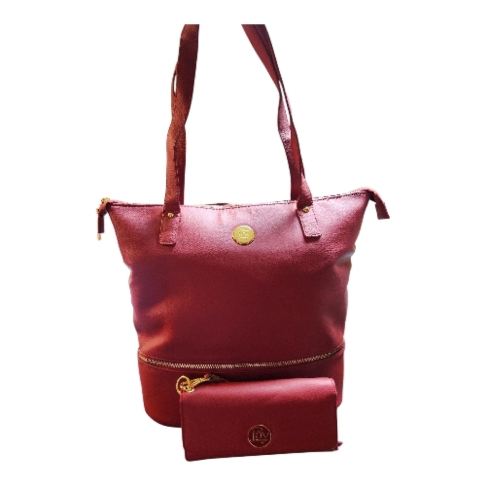 JOY Mangano Leather Double Decker Tote and Trifold Wallet With RFID Protection - Picture 15 of 15